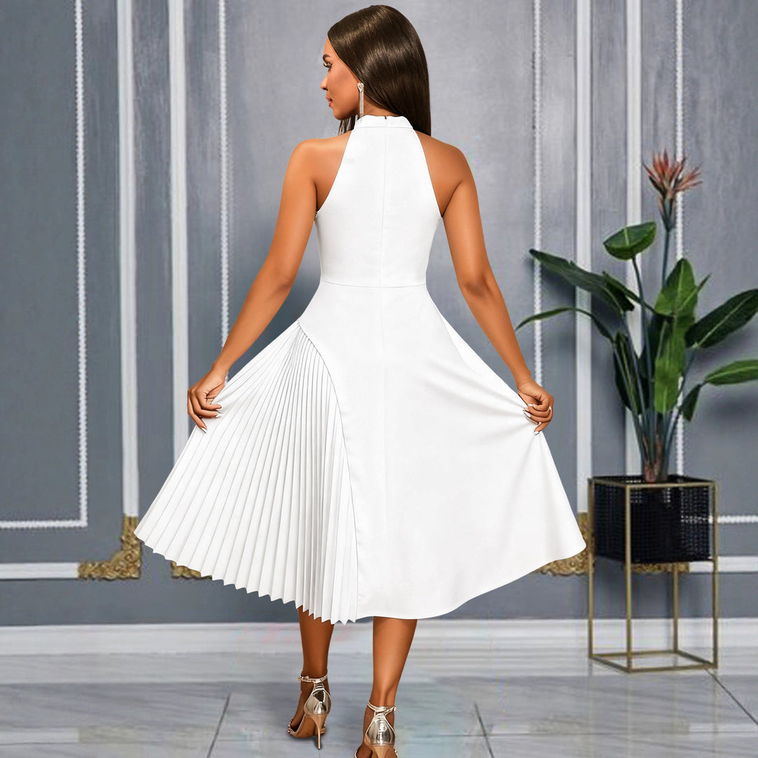 Damen Elegantes Midikleid mit Plissee-Detail EB