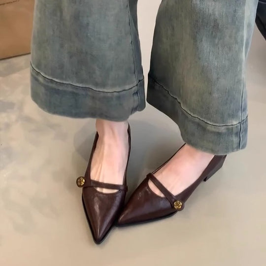 Damen elegante Mary Jane Pumps mit modischem Blockabsatz und dekorativer Schnalle EB