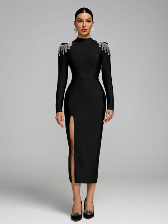 Damen Elegantes Abendkleid mit funkelnden Schulterdetails und figurbetontem Schnitt EB