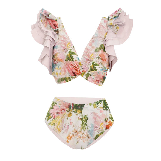 Damen Badeanzug mit floralem Design und schicker Wickelhose EB