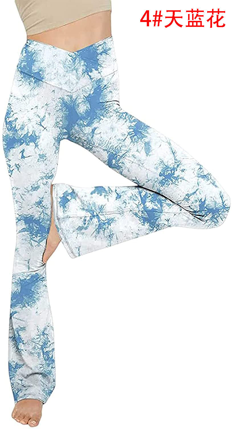 Damen nan taillenhohe Yogahose mit überkreuztem Bund und ausgestelltem Saum mit Schlitz EB