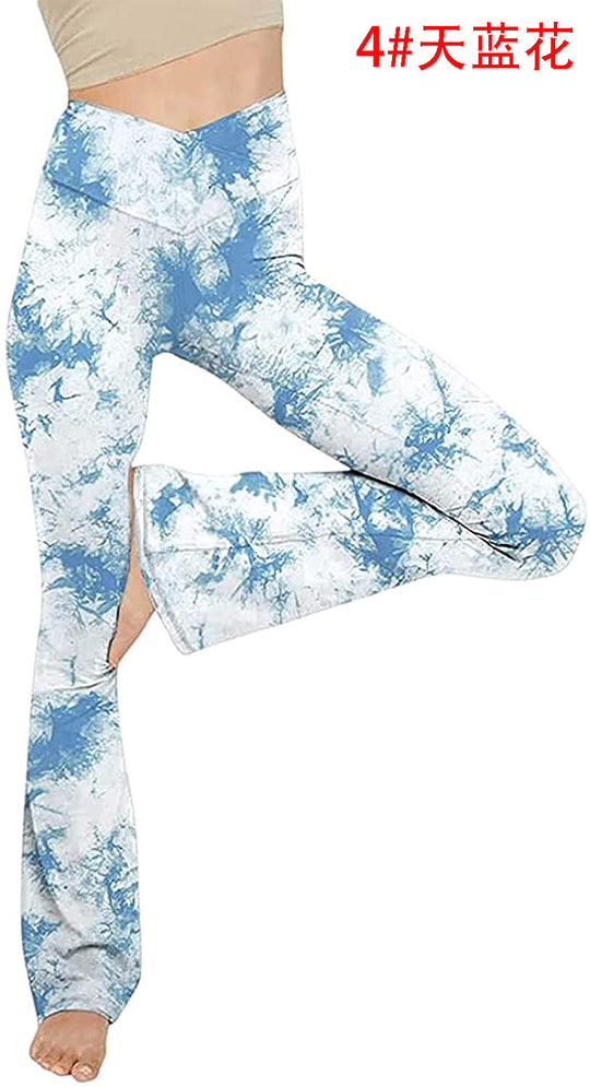 Damen nan taillenhohe Yogahose mit überkreuztem Bund und ausgestelltem Saum mit Schlitz EB
