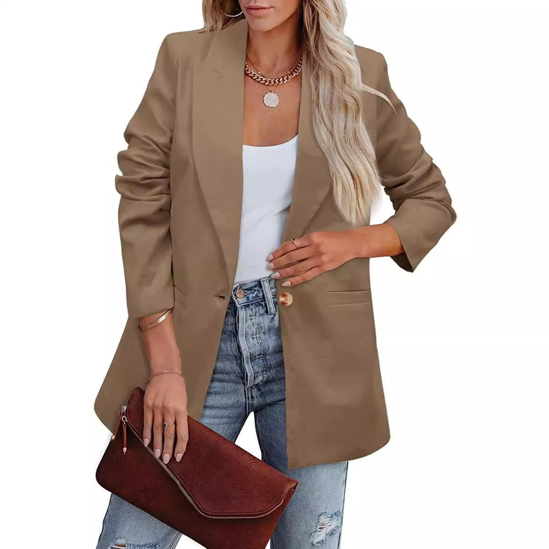 Damen Eleganter Freizeitblazer mit Lässigem Schnitt und Zwei Taschen EB