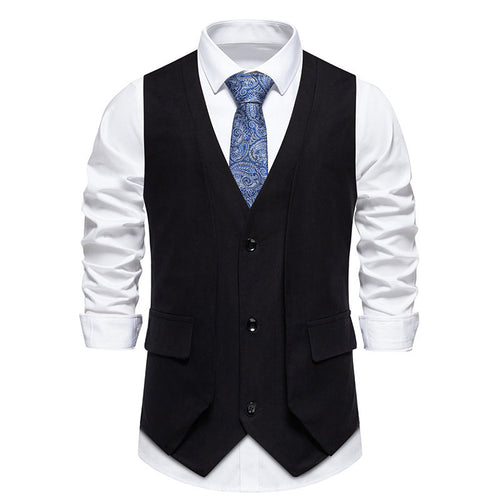 Herren elegante Weste mit doppelter Knopfleiste und praktischen Taschen EB