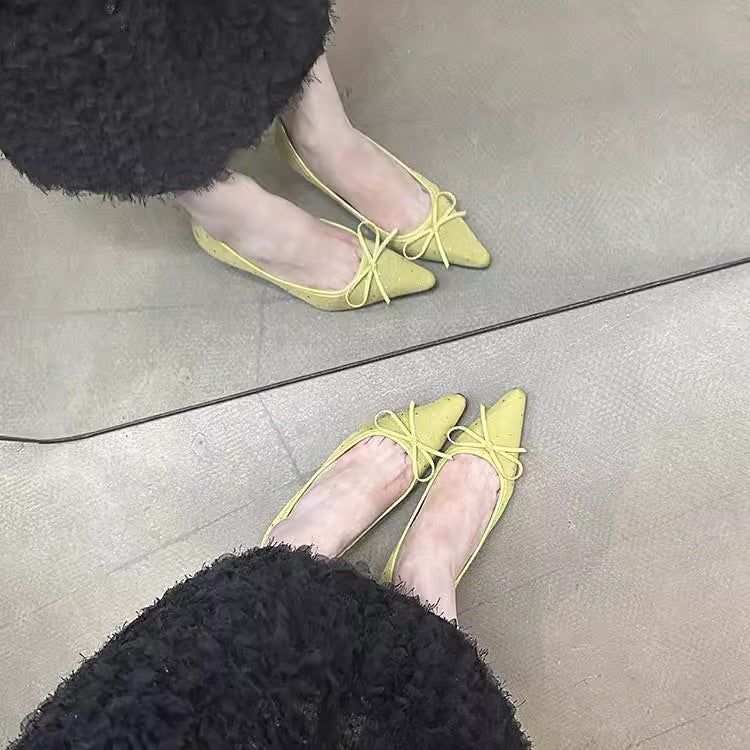 Damen elegante Pumps mit modischem Schleifen-Detail und Glitzerelementen EB
