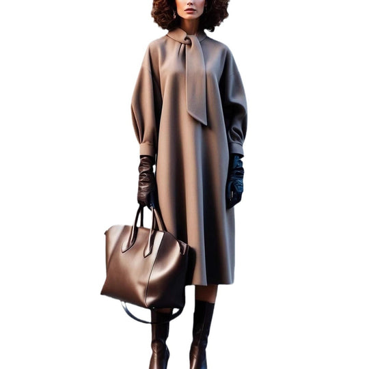Damen Modisches Maxikleid mit elegantem Kragen und schmeichelndem Schnitt EB