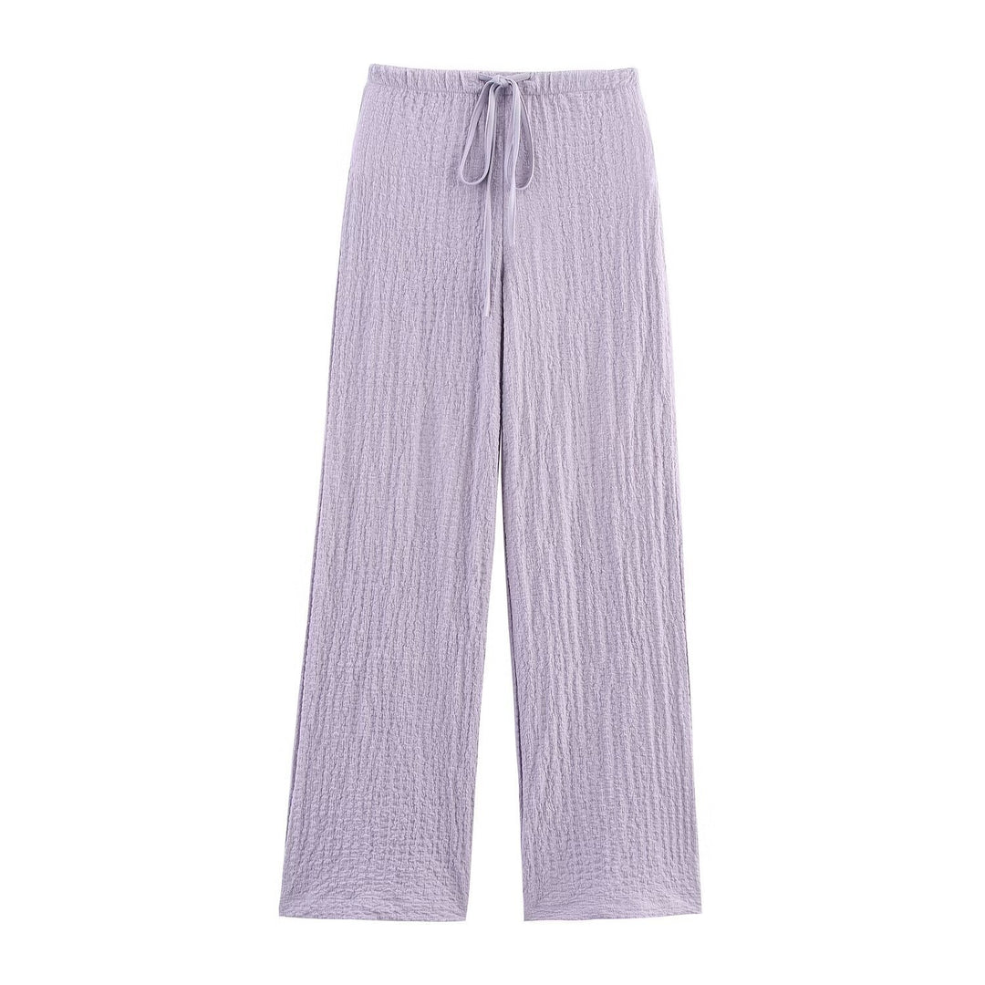 Damen nan leichte Crinkle-Loungebuxe mit weitem Bein und Tunnelzug EB