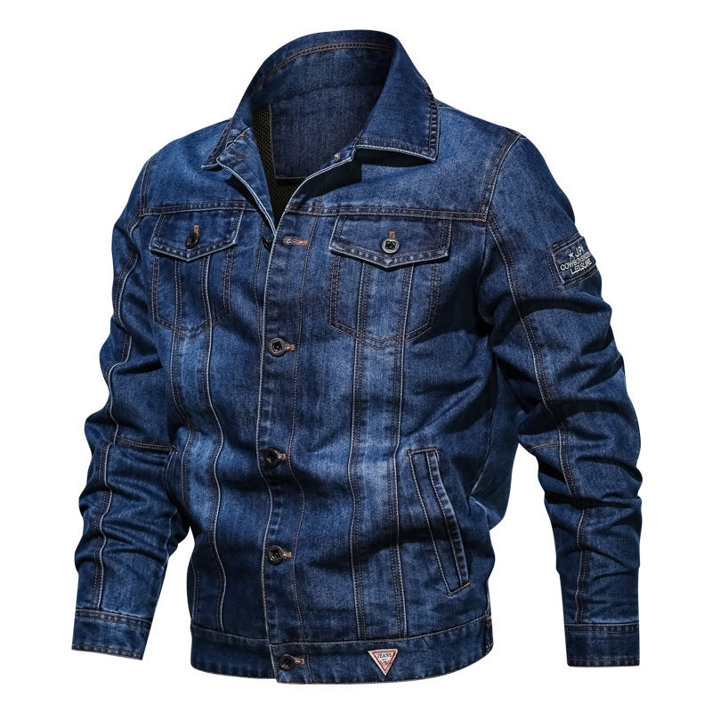 Herren Denim-Truckerjacke mit markanten Kontrastnähten und Brusttaschen EB