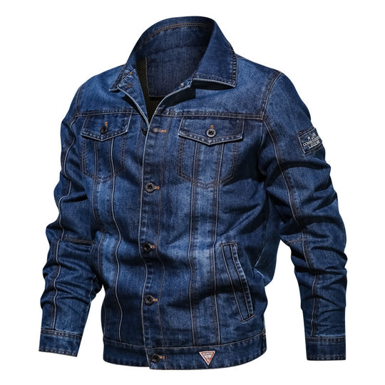 Herren Denim-Truckerjacke mit markanten Kontrastnähten und Brusttaschen EB