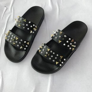 Damen Glamouröse Slides mit Nietenverzierung EB