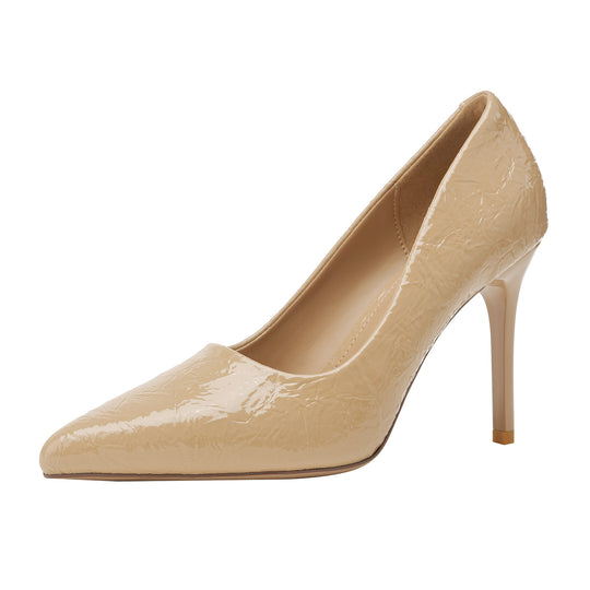 Damen elegante spitze High Heels mit glänzender Oberfläche EB
