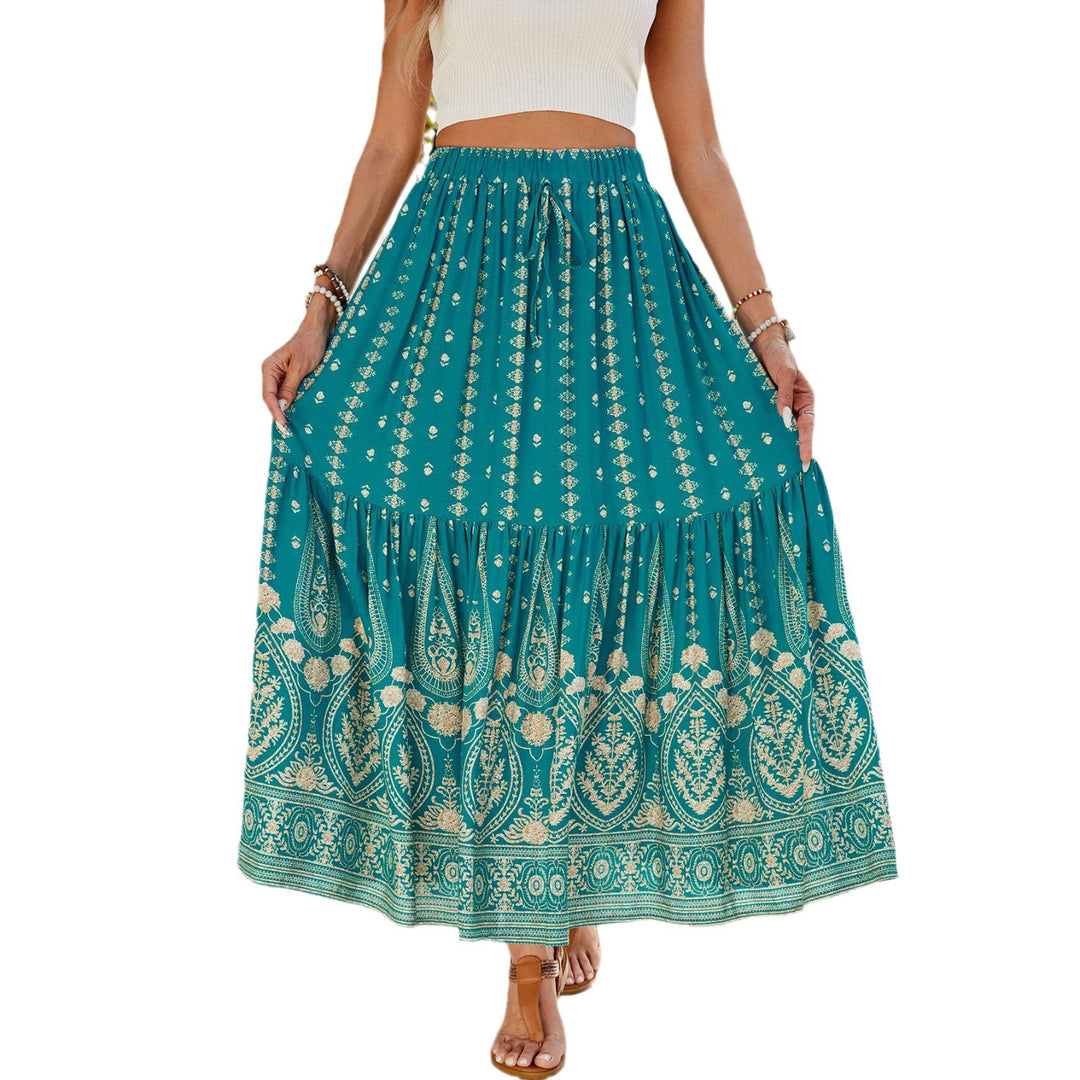 Damen Maxi-Rock mit zartem Paisley-Design und voluminösem Saum EB