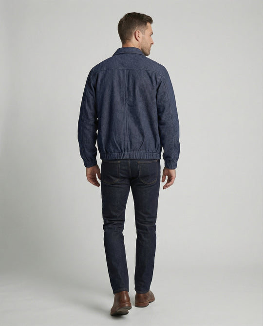 Herren lässige Webjacke mit Hemdkragen, Reißverschluss und elastischen Bündchen EB