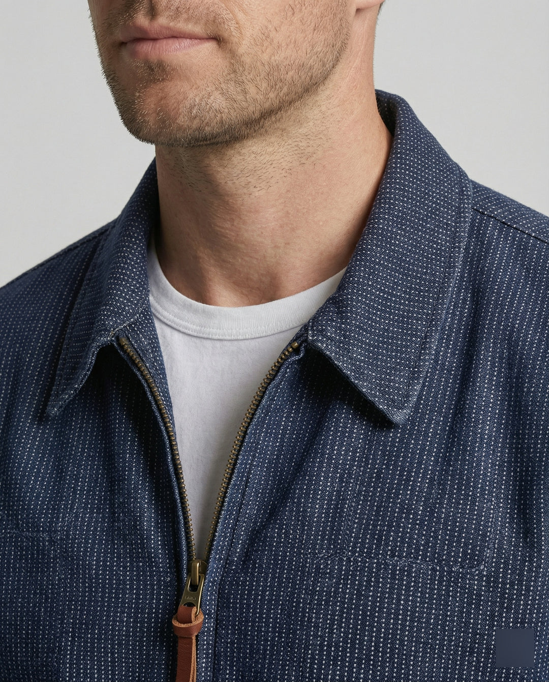 Herren lässige Webjacke mit Hemdkragen, Reißverschluss und elastischen Bündchen EB