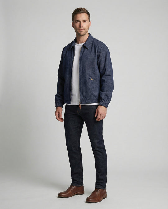 Herren lässige Webjacke mit Hemdkragen, Reißverschluss und elastischen Bündchen EB