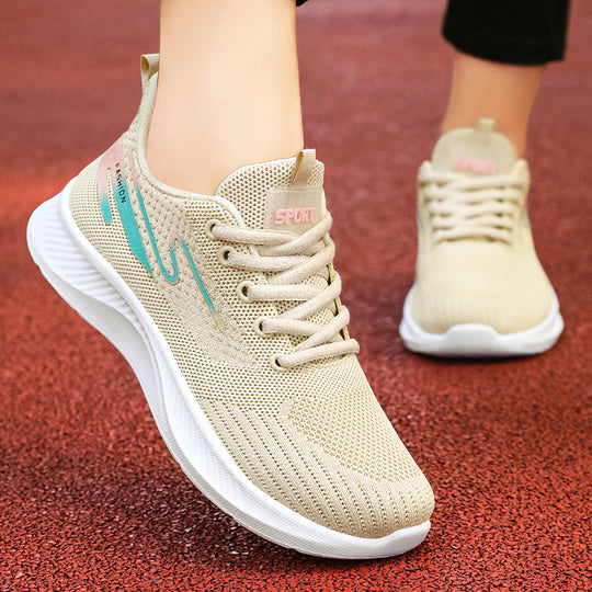 Damen Sportliche Sneakers mit atmungsaktiver Netzstruktur und dämpfender Sohle EB