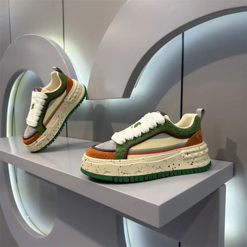 Damen Sportliche Sneakers mit modischem Mehrfarbendesign und flexibler Plattformsohle EB