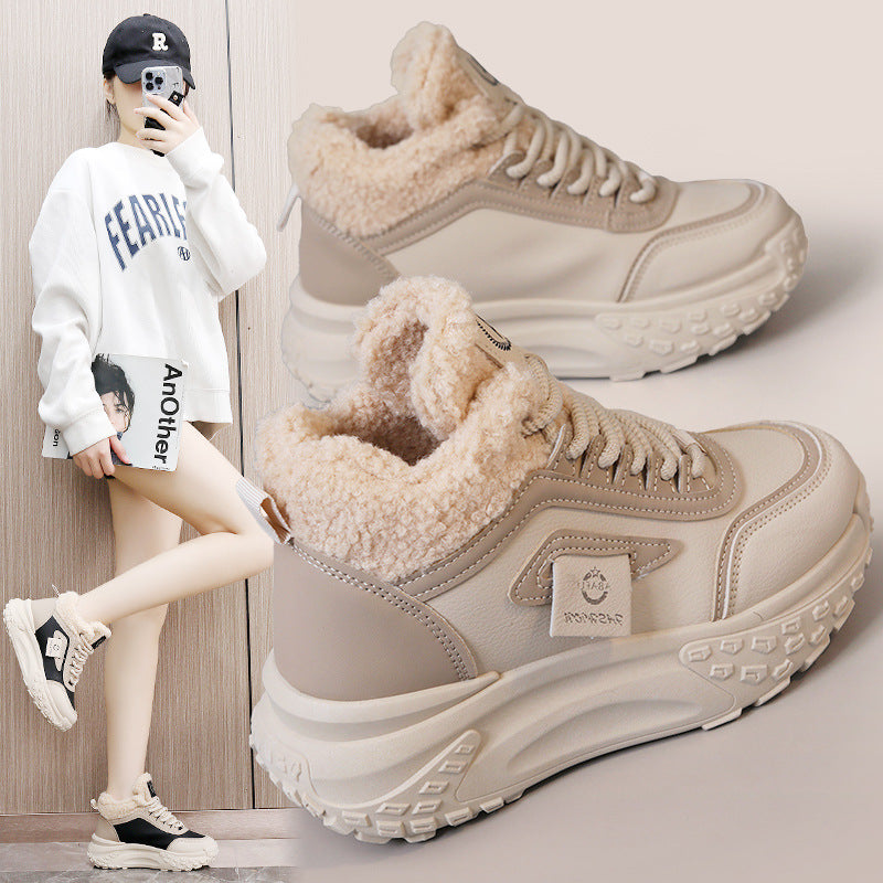 Damen hochgeschnittene Sneakers mit kuscheligem Innenfutter und rutschfester Sohle EB