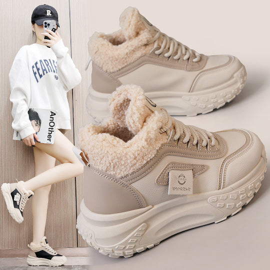 Damen hochgeschnittene Sneakers mit kuscheligem Innenfutter und rutschfester Sohle EB