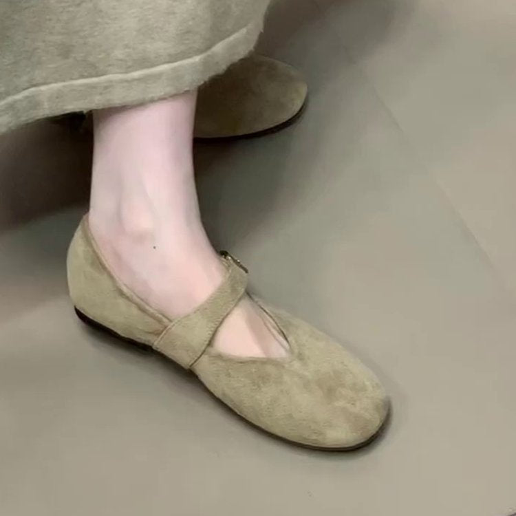 Damen elegante Ballerinas mit modischem Schnallenverschluss EB