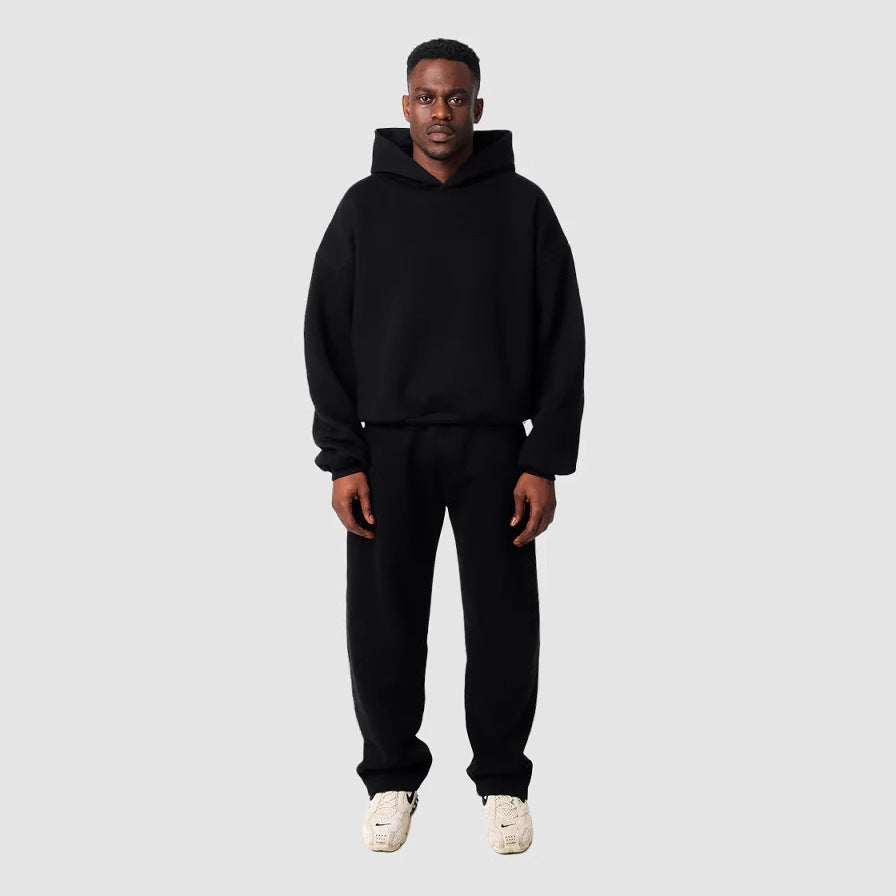 Unisex nan gemütliches Loungewear-Set mit hohem Rollkragen, relaxed-fit Sweatshirt und gerader Sweatpants EB