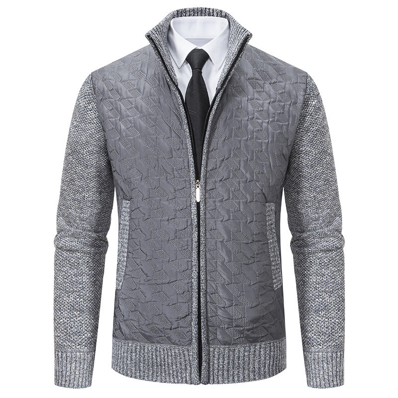 Herren stylische Steppjacke mit strukturiertem Obermaterial und hohem Kragen EB