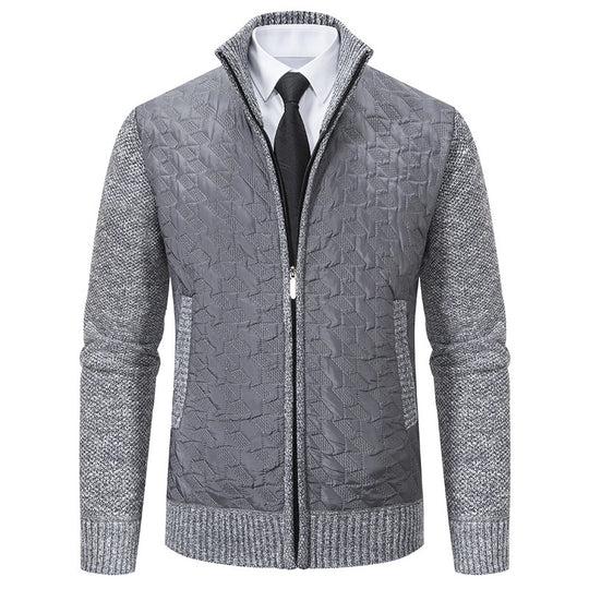 Herren stylische Steppjacke mit strukturiertem Obermaterial und hohem Kragen EB