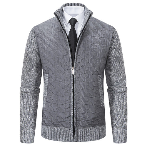 Herren stylische Steppjacke mit strukturiertem Obermaterial und hohem Kragen EB