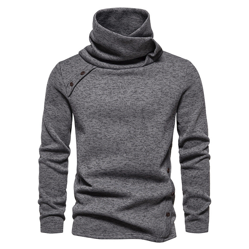 Herren nan Strickpullover mit großem Schalkragen, asymmetrischer Knopfleiste und schmaler Silhouette EB