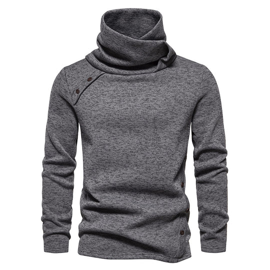 Herren nan Strickpullover mit großem Schalkragen, asymmetrischer Knopfleiste und schmaler Silhouette EB