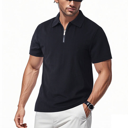 Herren Poloshirt mit modernem Reißverschluss und atmungsaktiver Struktur EB
