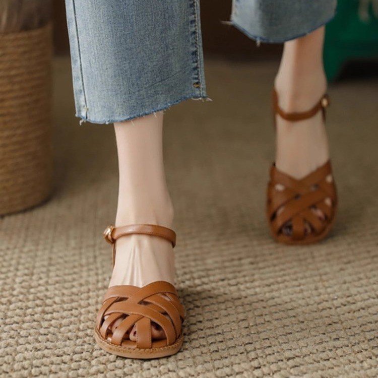 Damen Riemchen-Sandalen mit elegantem Flechtdesign und verstellbarem Riemen EB