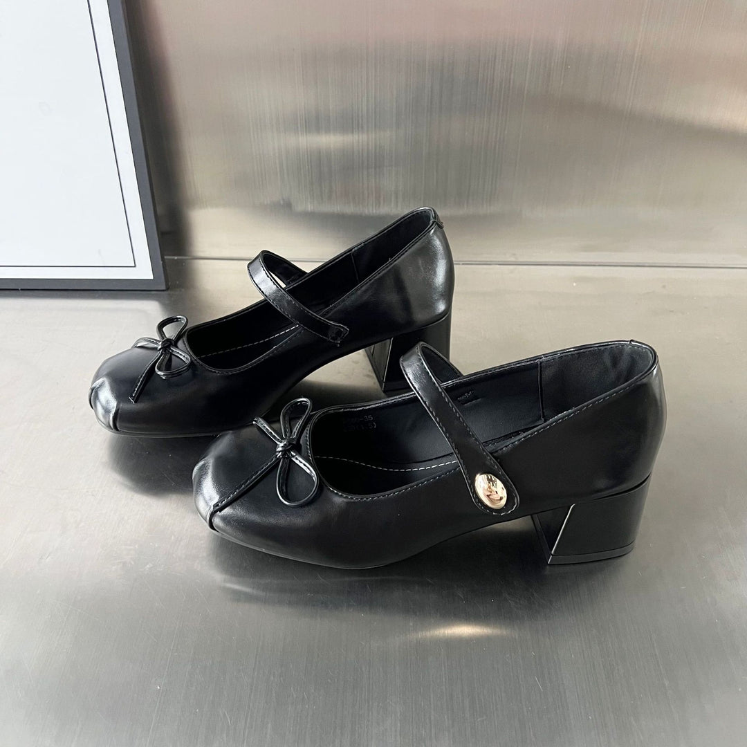 Damen elegante Ballerinas mit modischem Riemen und dekorativer Schleifenverzierung EB