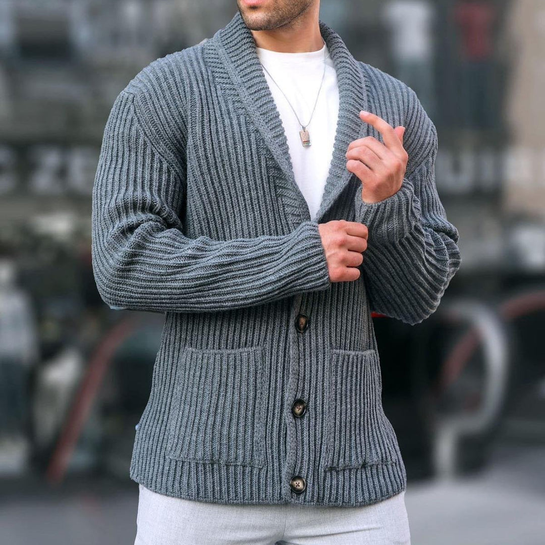 Herren Strickjacke mit tiefem Ausschnitt und knöpfen EB