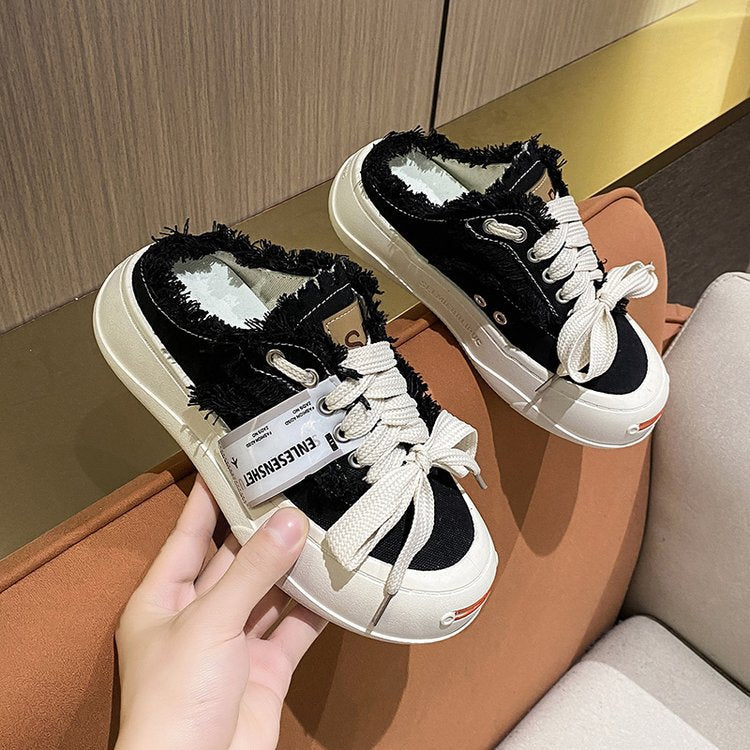 Damen Bequeme Sneakers mit stylischem Fleece-Obermaterial und modischem Design EB