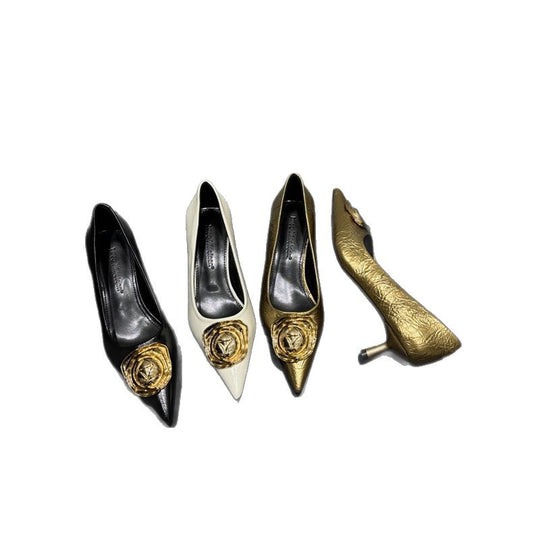 Damen spitze High Heels mit eleganten Blumendetails EB