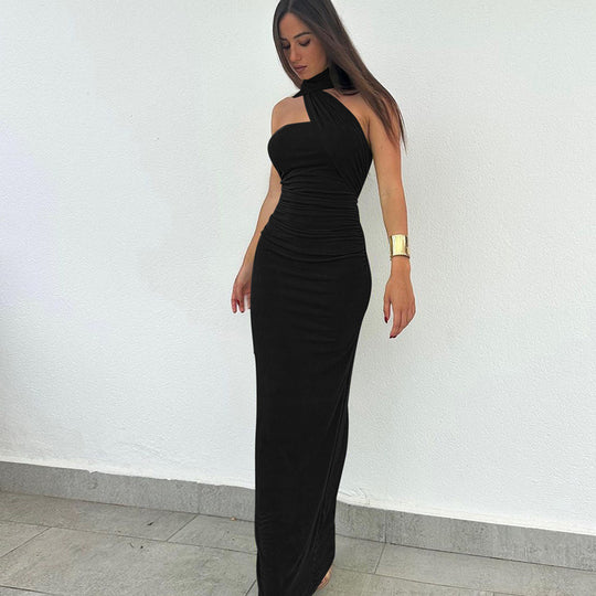 Damen Elegantes Abendkleid mit schulterfreiem Halterdesign und figurschmeichelnder Drapierung EB