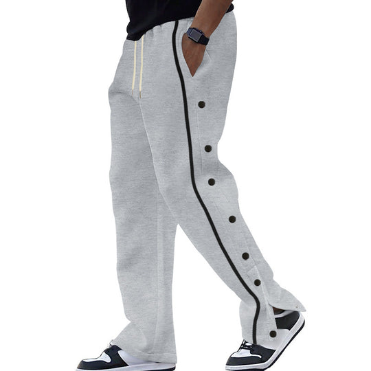 Herren Seitenknopf-Jogginghose mit Kontraststreifen und Kordelzug EB