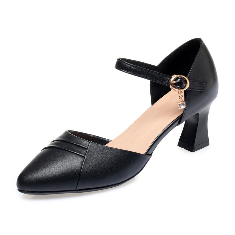 Damen Elegante Pumps mit modischem Riemchen und komfortablem Blockabsatz EB