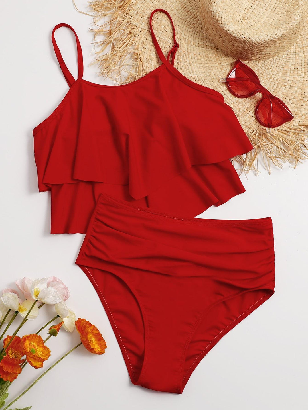 Damen Bikini-Set mit voluminösem Rüschendesign EB