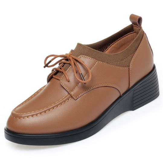 Damen Komfortable Schnürschuhe mit elegantem Blockabsatz und atmungsaktiver Oberflächenstruktur EB