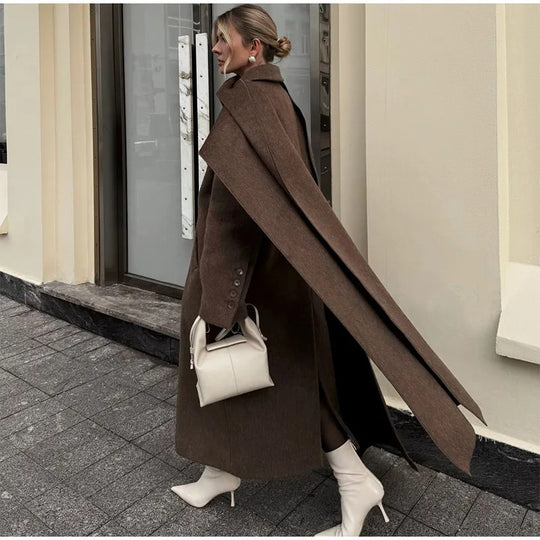 Damen Eleganter Oversize-Mantel mit schickem Kapuzenaufsatz EB
