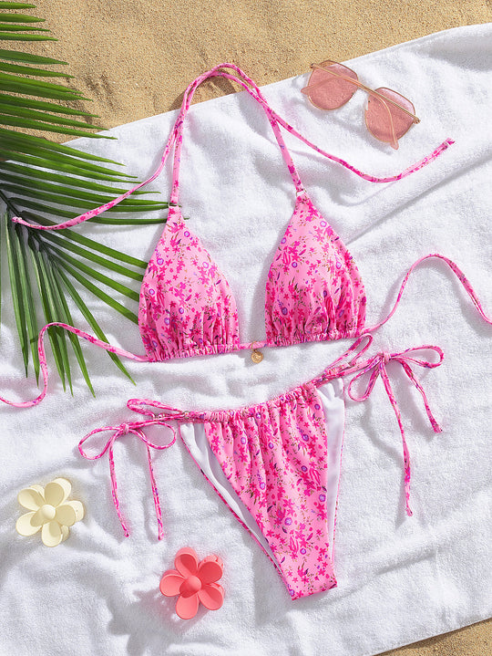 Damen Triangel-Bikini mit verspielten Bindebändern EB