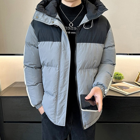 Herren modische und warme Steppjacke mit verstellbarer Kapuze EB