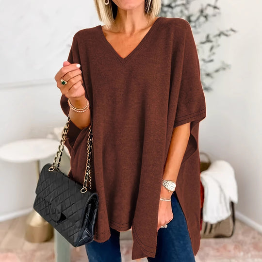 Damen V-Ausschnitt Oversized-Tunika EB