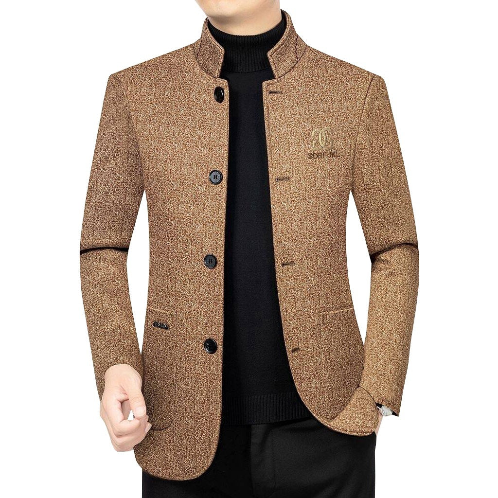 Herren Moderner Stehkragen-Blazer im Travel-Stil mit wattierter Innenfütterung EB