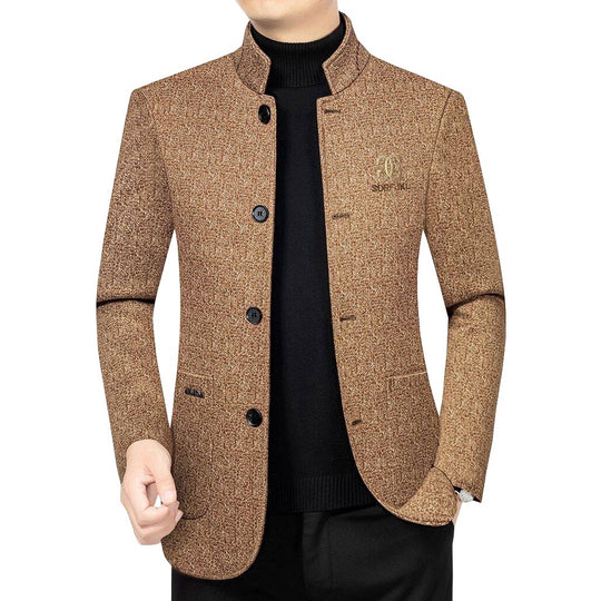 Herren Moderner Stehkragen-Blazer im Travel-Stil mit wattierter Innenfütterung EB