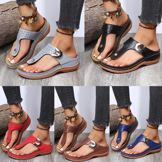 Damen Komfortable Zehentrenner-Sandalen mit modischem Riemen-Design EB