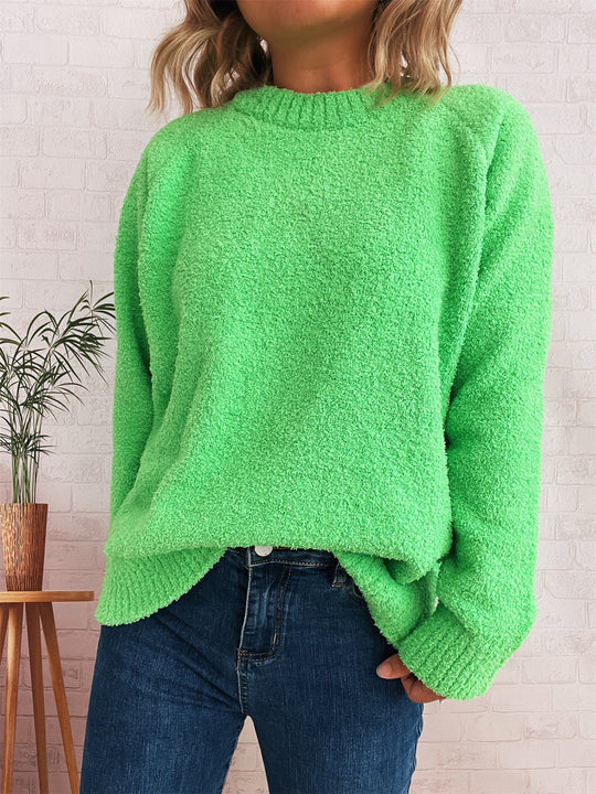 Damen wärmender Strickpullover mit lässigem Schnitt und strukturiertem Design EB