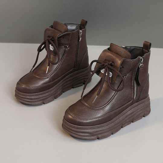 Damen Hohe Plateausneaker mit seitlichem Reißverschluss und komfortablem Innenfutter EB